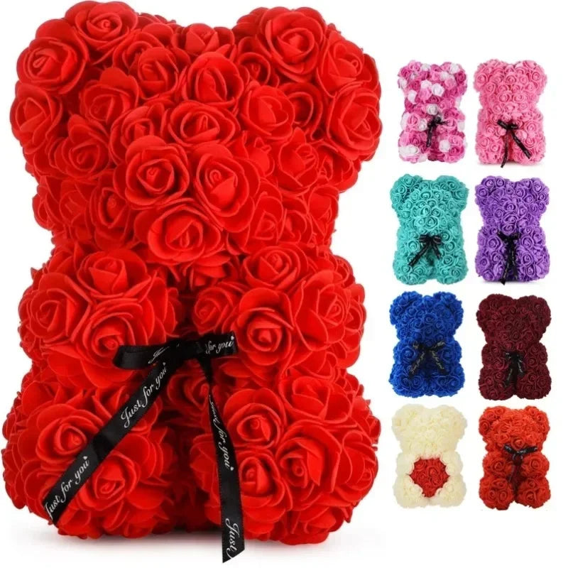 Eternal Rose Teddy Bear – Artificial Flower Bear Gift for Valentine’s Day, Birthday & Anniversary