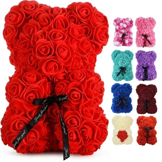 Eternal Rose Teddy Bear – Artificial Flower Bear Gift for Valentine’s Day, Birthday & Anniversary