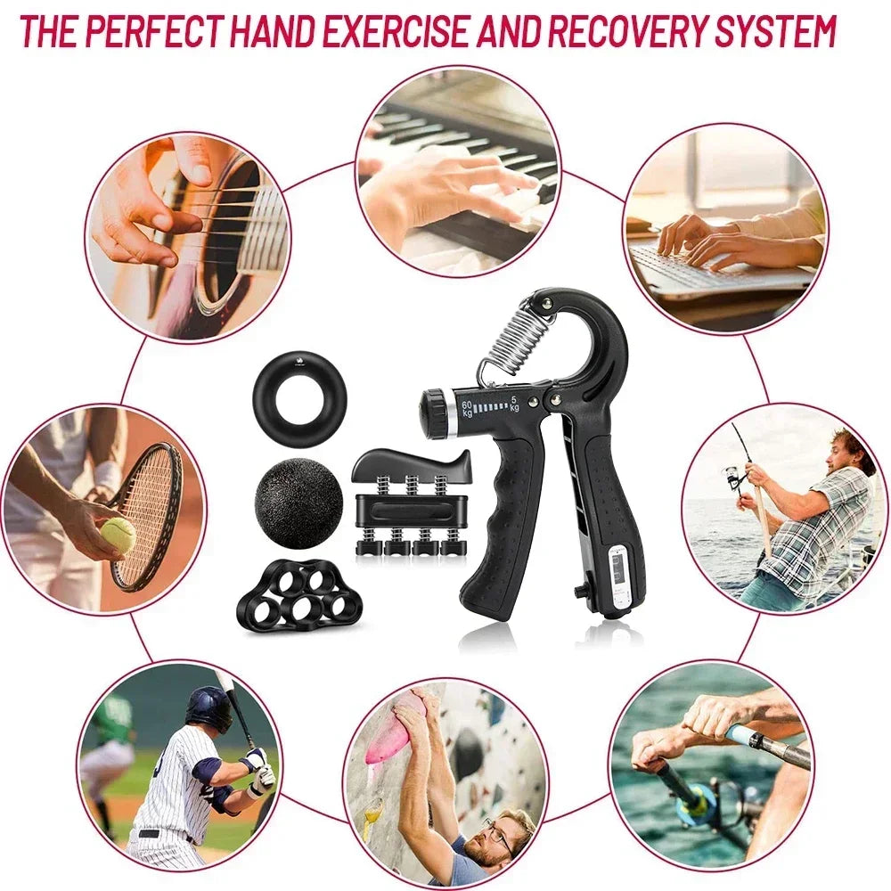Adjustable Hand Grip Strength Trainer (5–60kg) with Finger Exerciser